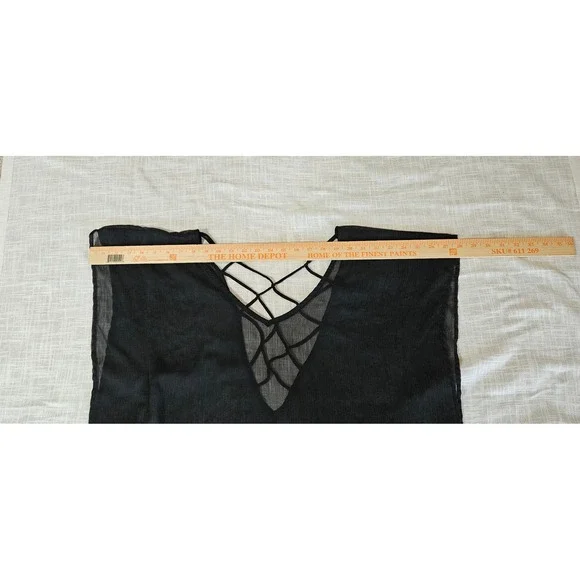 Unbranded Tunic Women OS Black Strappy Lattice Back Sheer Grunge Whimsygoth Boho - Picture 2 of 5